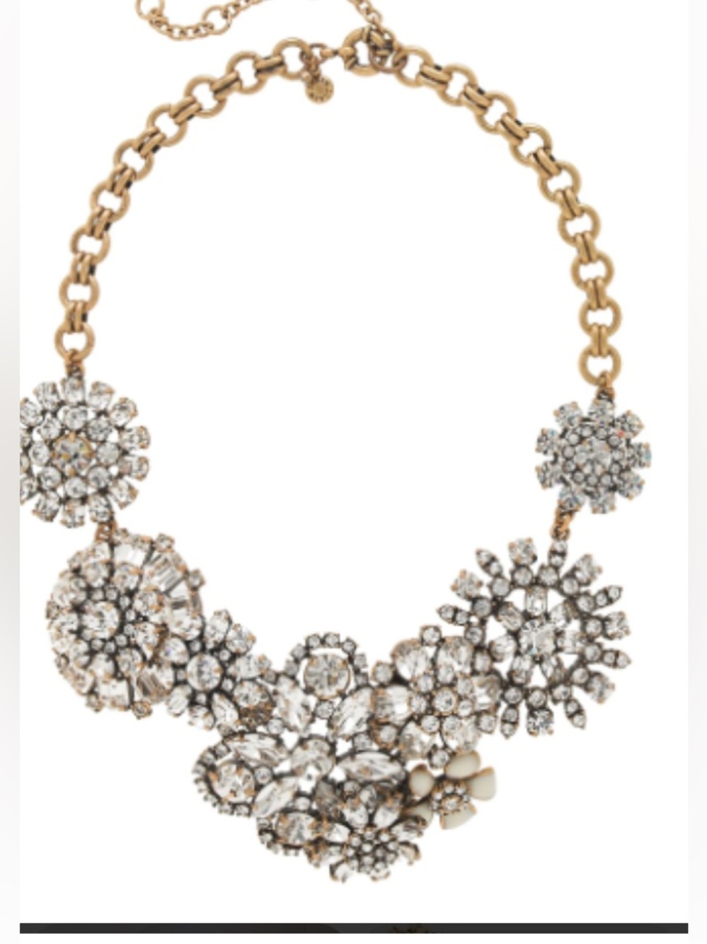 J. Crew Flower Lattice Crystal  Necklace NWOT